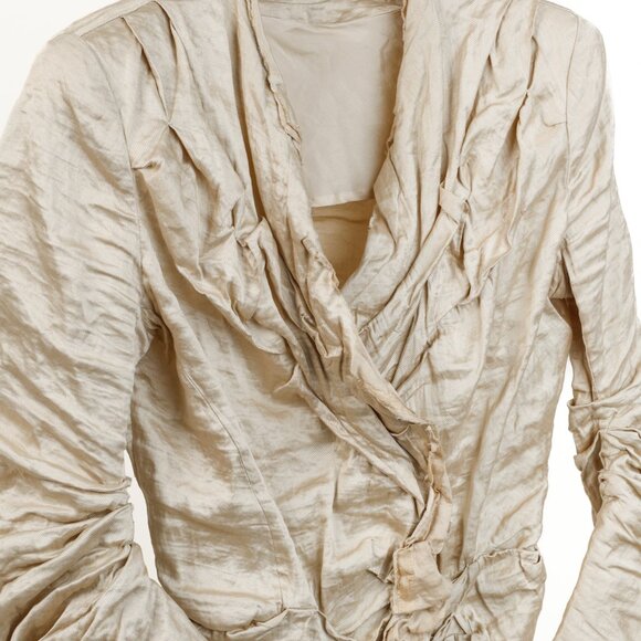 Donna Karan Metallic Silk Gold Ruched Jacket - Picture 3 of 10